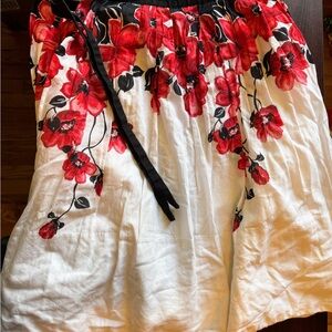Floral Skirt with Red and Black Accents
